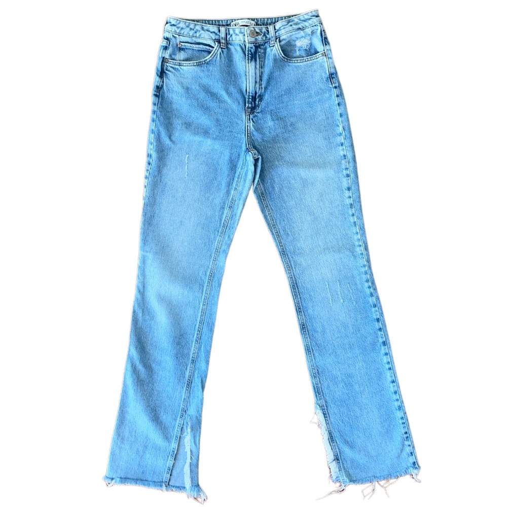 ZARA • High Waisted Split Hem Denim